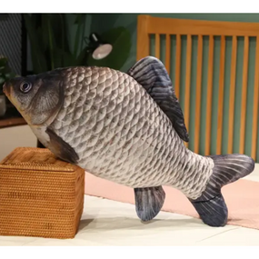 М'яка 3д іграшка подушка Риба Карась срібний 70 см, креативна іграшка для ігор і сну