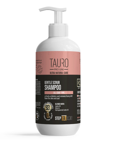 Делікатний шампунь-скраб для шерсті та шкіри собак та котів TAURO PRO LINE Ultra Natural Care Gentle Scrub Shampoo, 400 мл