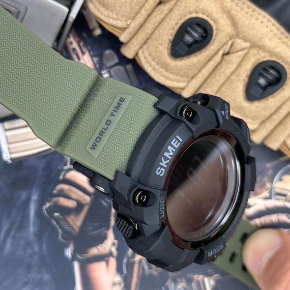 Чоловічий годинник Skmei 1356AG Army Green + Compass | Зображення 9
