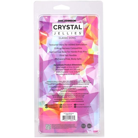 Дилдо Doc Johnson Crystal Jellies - 4.5 Inch Classic Dong - Rainbow Sex Aura | Зображення 5