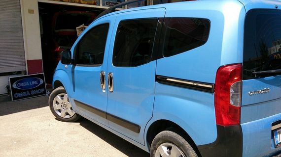 Молдинг под сдвижную дверь (2 шт, нерж.) Carmos - Турецкая сталь для Peugeot Bipper 2008-2024 гг | Зображення 1