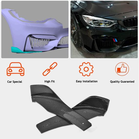 Накладки на передній бампер Flap V1 (для F82/F83, Карбон) для BMW 4 серія F-32 2012-2020 рр | Зображення 1