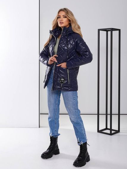 Жіноча стьобана куртка з блиском, арт.504, синій | Зображення 3