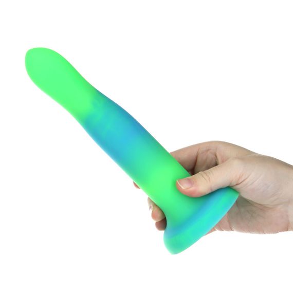 Фалоімітатор, що світиться в темряві, ADDICTION Rave 8″, Glow in the Dark Dildo Blue Green, 20,3 см | Зображення 4