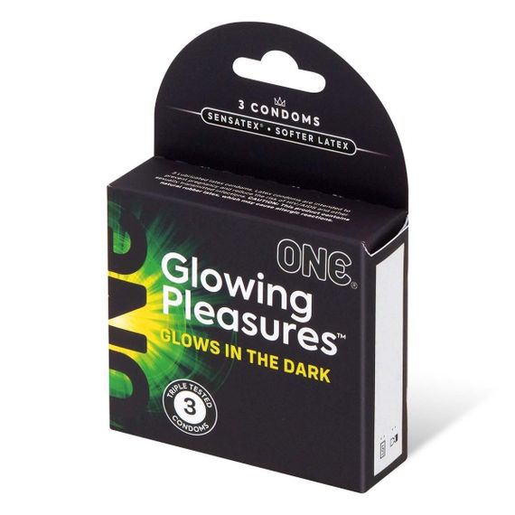 Презервативи латексні флуорисцентні ONE Glowing Pleasures (ціна за упаковку, 3 шт.) Sex Aura