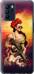 Чехол на Oppo Reno6 Z Украинка с оружием "5316u-2477-17620"