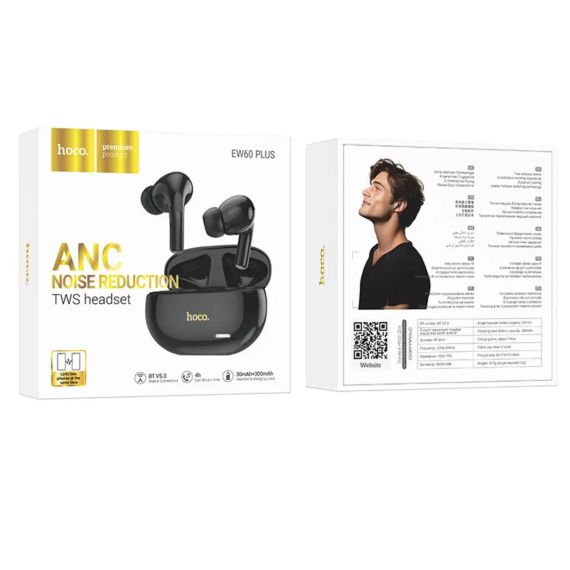 Навушники HOCO EW60 Plus Norman true wireless ANC BT headset Black | Зображення 4