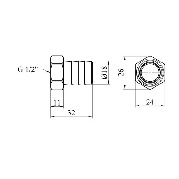 Штуцер LexLine 1/2" РВ, D=18 мм латунный УК0002-7 | Зображення 1