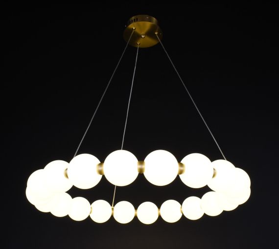 Люстра світлодіодна підвісна LED світильник для квартири на стелю лед 27210 Латунь 25-140х64х64 см. | Зображення 5