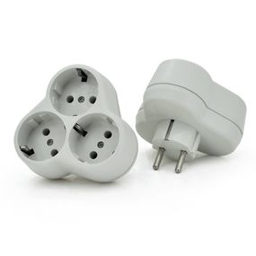 Розетка трійник з заземленням AK303, White, Q10