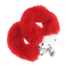 Пухнасті металеві наручники для рольових ігор Heavy-duty Fluffy Handcuffs Red Sex Aura