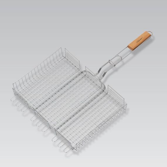 Решітка-гриль Maestro MR-1003, 40×30×5 см для мангала і барбекю з дерев'яною ручкою
