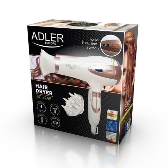 Фен для волосся Adler AD 2248 білий, 2200 Вт, іонізація, дифузор, концентратор | Зображення 9