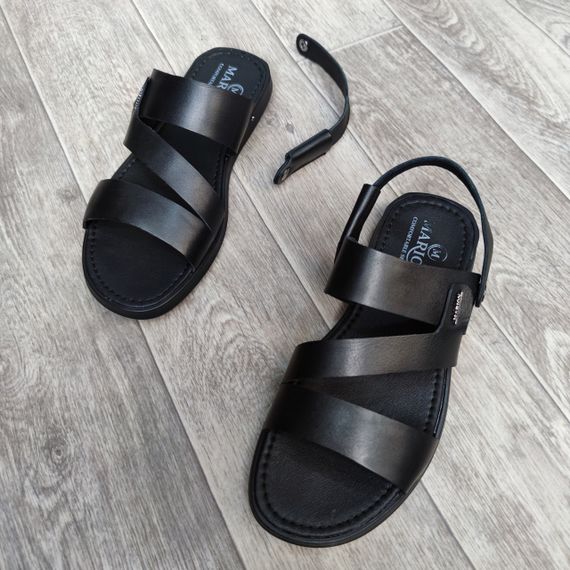 Чоловічі сандалі шльопанці чорного кольору. Літнє взуття