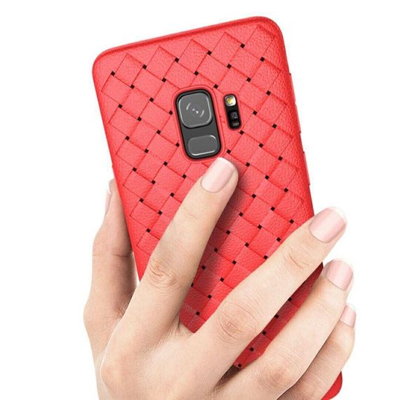 Чехол с плетением под кожу для Samsung Galaxy A8 (2018) цвет Красный | Зображення 3