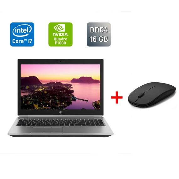 Мобильная рабочая станция Б-класс HP ZBook 15 G5 / 15.6" (1920x1080) IPS / Intel Core i7-8850H (6 (12) ядра по 2.6 - 4.3 GHz) / 16 GB DDR4 / 256 GB SSD / nVidia Quadro P1000, 4 GB GDDR5, 256-bit / Fingerprint / WebCam / HDMI б/у + Подарок Мышь / USB