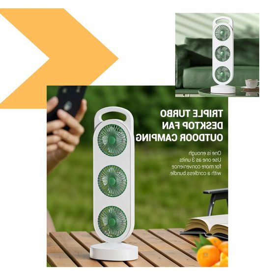 Трехголовочный вентилятор USB Перезаряжаемый XPRO Three head fan (45899-_250) | Зображення 1