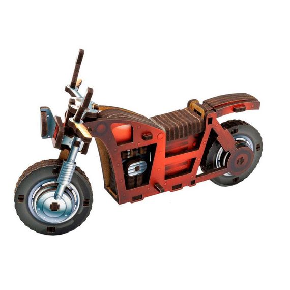 Дитячий дерев'яний 3D конструктор "Турбо байк" Puz-00961, 91 деталь | Зображення 3