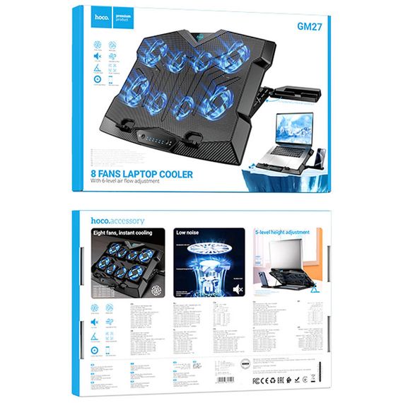 Охлаждающий кулер для ноутбука Hoco GM27 Monte Black | Зображення 5