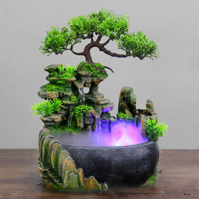 Настільний декоративний фонтан/водоспад/зволожувач повітря Lucky Tree з підсвічуванням та генератором пари (атомайзер) (sv1113)