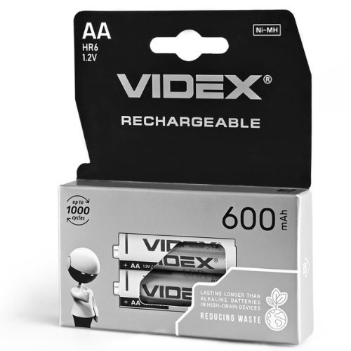Акумулятор AA/HR06 NiMh 1,2V 600 mAh (бл-2шт) Videx