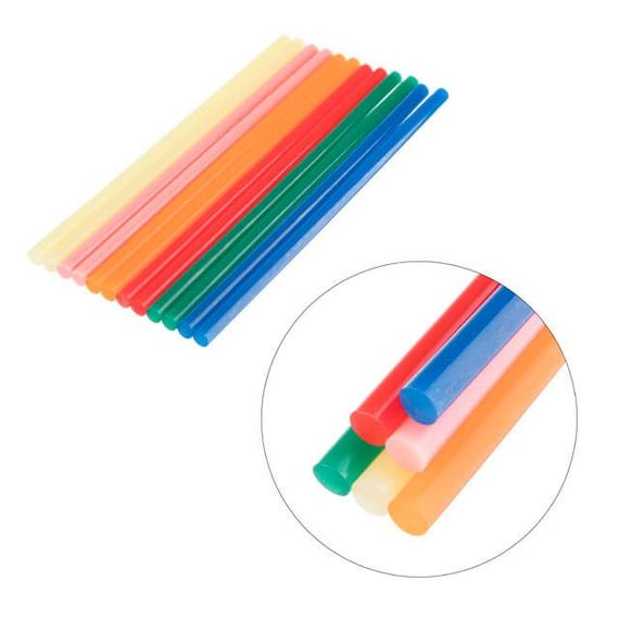 Комплект стрижнів клейових кольорових 7,4*200 мм, 12 од. INTERTOOL RT-1032 | Зображення 2