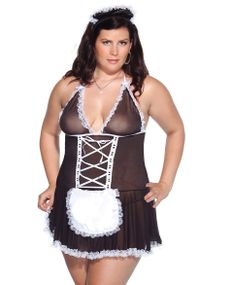 Французька покоївка Noir Désir - мереживний еротичний комплект (Plus Size XXXL)