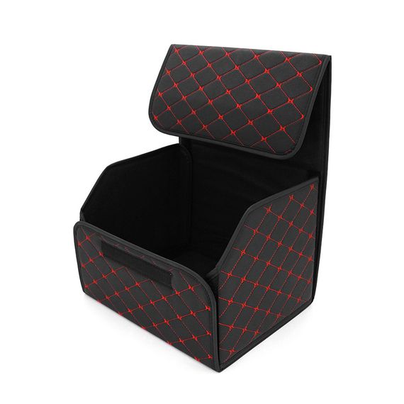 Складаний шкіряний автомобільний органайзер 400x320x300, Black-Red | Зображення 3