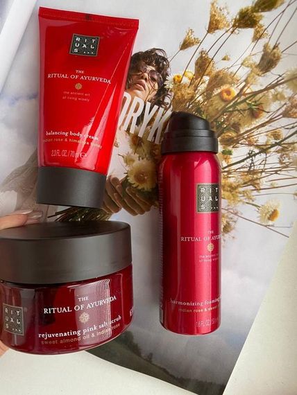 Подарочный набор RITUALS... The Ritual of Ayurveda Try Me Set 3 balancing bestsellers (shower gel, body scrub, body cream) | Зображення 2