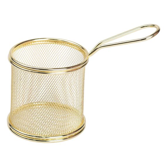 Корзина сервировочная для картофеля фри и снеков 9×9×9 см Золотая HP-19-5-G | Зображення 1