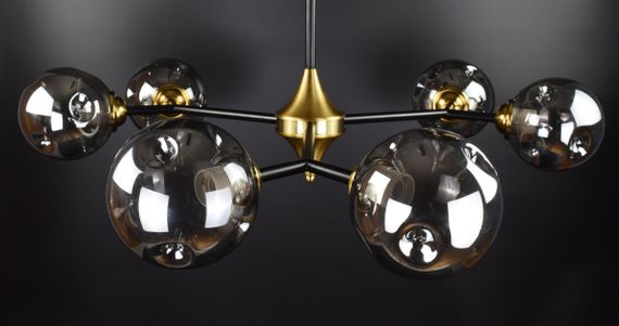 Люстра стельова на 6 лампочок 26491 Латунь 30-70х94х94 см. | Зображення 2