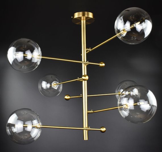 Люстра стельова на 6 лампочок 26732 Латунь 63-83х80х80 см. | Зображення 1