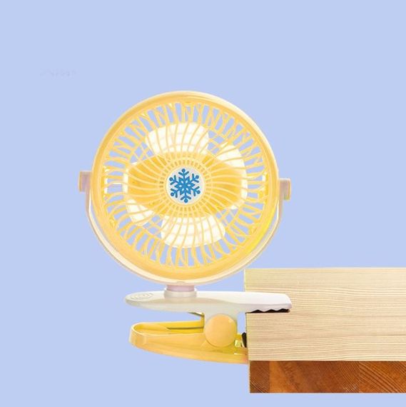 Портативный настольный вентилятор Mini Fan WX 6503 мини охладитель на аккумуляторе с прищепкой 2 скорости 4 Вт Желтый | Зображення 3