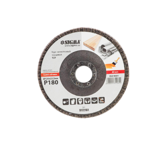 Диск пелюстковий торцевий d125мм T27 P180 SIGMA | Зображення 1