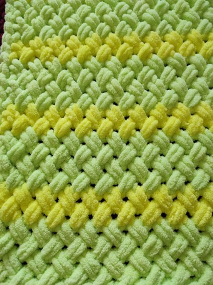 Плед плюшевий дитячий ручної роботи Alize Puffy 100х100 см, колір 41-2 (Зелений/жовтий) | Зображення 5