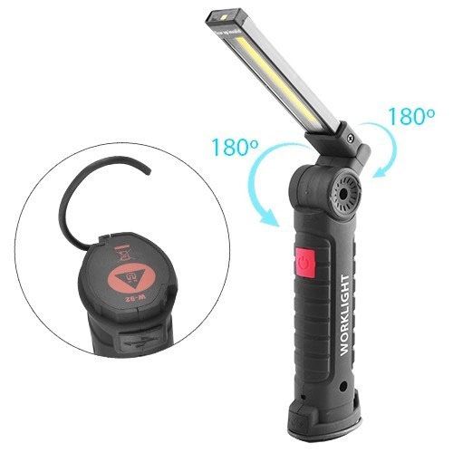 Светодиодный фонарь кемпинг W52 SMD + COB, красный + белый, магнит, крючок, кемпинговый складной фонарь | Зображення 5
