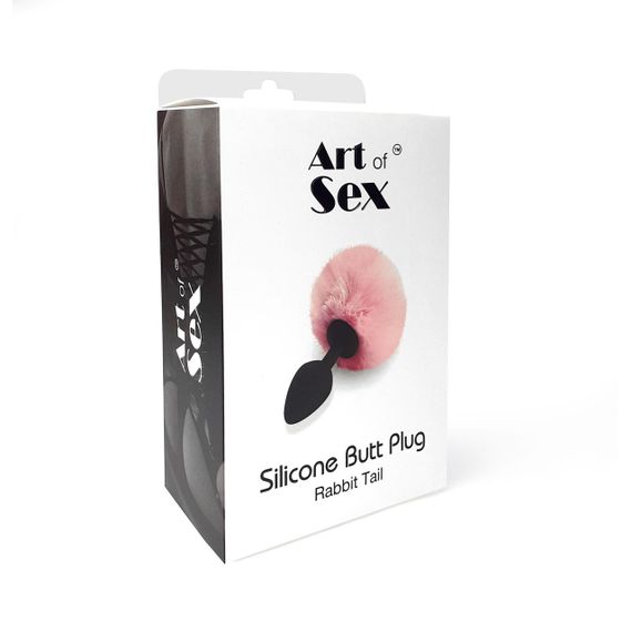 Силіконова анальна пробка М Art of Sex - Silicone Bunny Tails Butt plug Black, діаметр 3,5 см | Зображення 3
