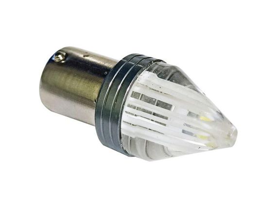 Світлодіодна лампа StarLight T25 9 діодів 2835SMD BA15S 12 V WHITE конусна прозора лінза