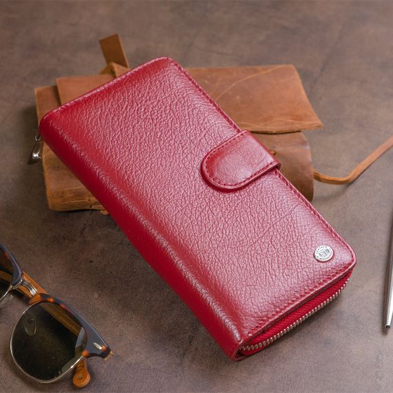 Вертикальный вместительный кошелек из кожи женский ST Leather 19307 Бордовый | Зображення 8