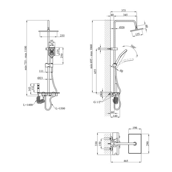 Душова система Agua Acero - AVION 04759AM | Зображення 1