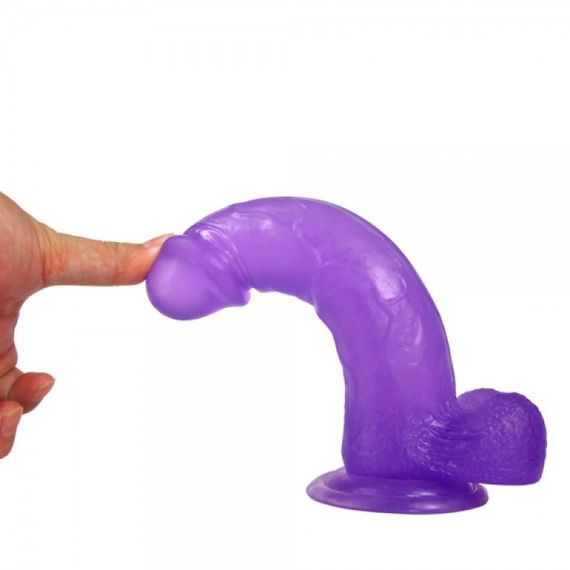 Фалоімітатор з мошонкою - Jelly Studs Crystal Dildo Large 8" Purple Sex Aura | Зображення 2