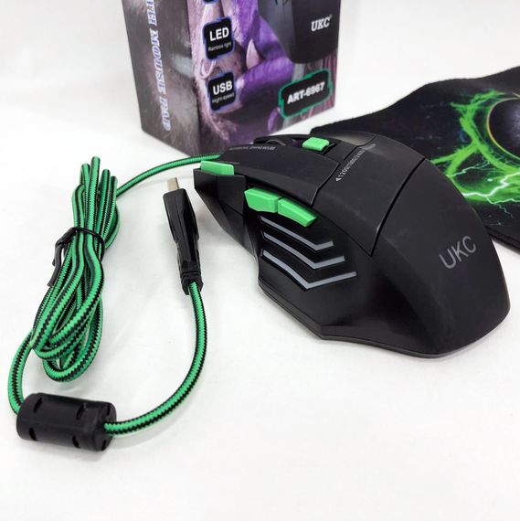 Мышка проводная игровая UKC 6967 OE-478 с ковриком | Зображення 6