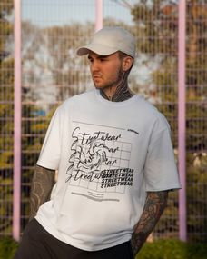 Oversize футболка з принтом Streetwear біла