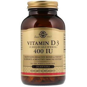 Вітамін D Solgar Vitamin D3 (Cholecalciferol) 400 IU 250 Softgels