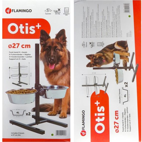 Flamingo Otis+ H-Stand миски для собак на штативі, 2 шт х 3.95 л | Зображення 1