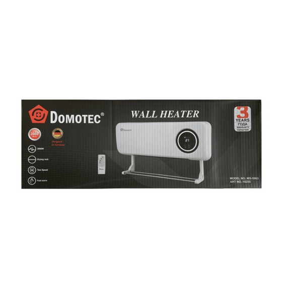 Настенный тепловентилятор DOMOTEC MS-5963 дистанционное управление с сушилкой и пультом 2000Вт Белый | Зображення 4