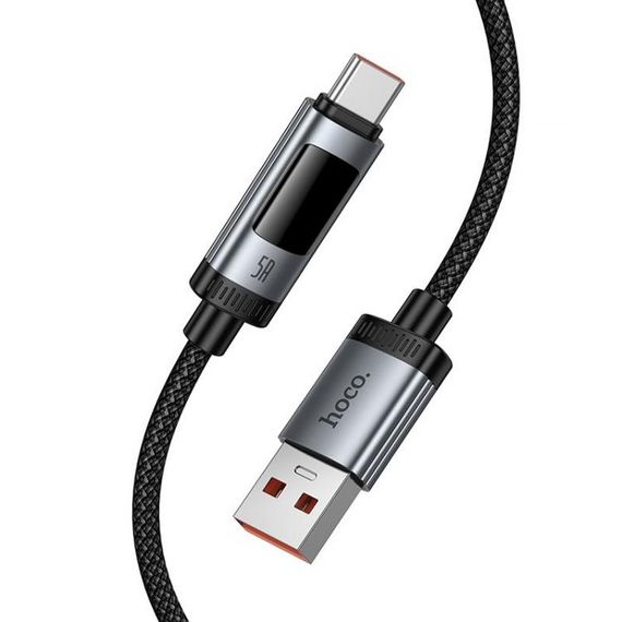 Дата кабель Hoco U148 Lord with display USB to Type-C 100W (1.2m) Black | Зображення 6