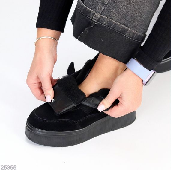 Спортивні чорні зимові черевики натуральна замша на липучках | Зображення 8