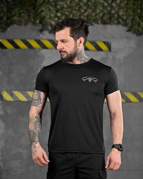 Тактична футболка з відведенням поту Дрон чорна ДЛ6508 | Зображення 1