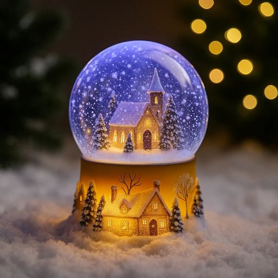 Новорічна сніжна куля «Будинок у Кулі» 15 см з LED, на Батарейках (XHF-8093) | Зображення 1